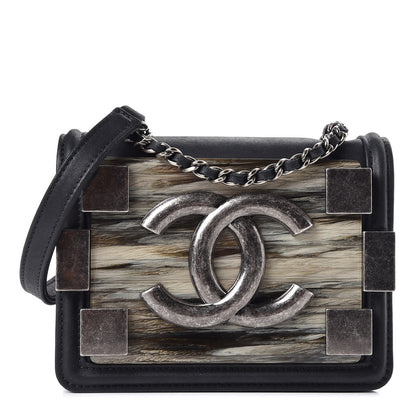 Chanel Iridescent Calfskin Marble Plexiglass Boy Brick Black 1 of 7