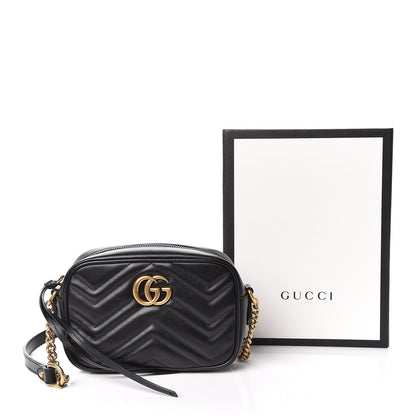 Gucci Calfskin Matelasse Mini GG Marmont Chain Shoulder Bag Black 11 of 11