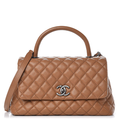 Chanel Caviar Quilted Small Coco Handle Flap Camel 1 of 11