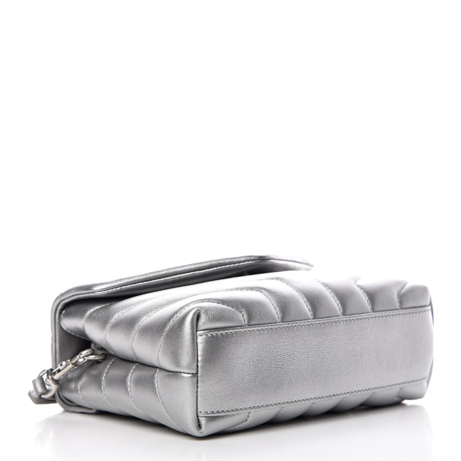 Saint Laurent Metallic Calfskin Y Quilted Monogram Toy Loulou Crossbody Bag Argento 4 of 8