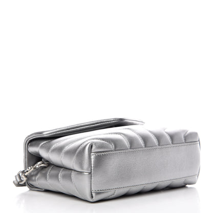 Saint Laurent Metallic Calfskin Y Quilted Monogram Toy Loulou Crossbody Bag Argento 4 of 8