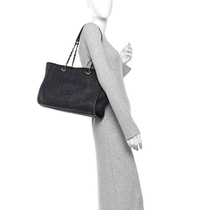 Chanel Mixed Fibers Calfskin Small Deauville Tote Black 2 of 11