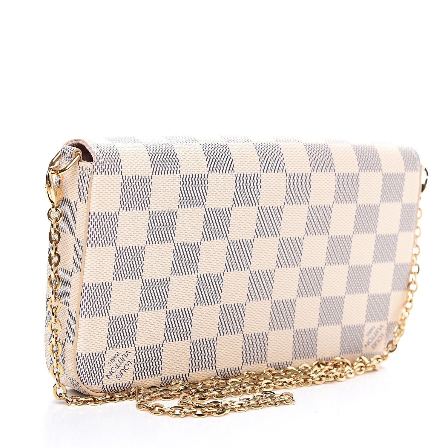Louis Vuitton Damier Azur Pochette Felicie Chain Wallet Rose Ballerine 2 of 13