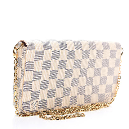 Louis Vuitton Damier Azur Pochette Felicie Chain Wallet Rose Ballerine 2 of 13