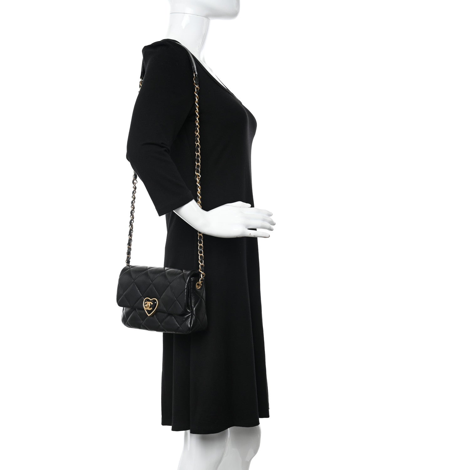 Chanel Lambskin Plexiglass Quilted Coco Love Flap Black 2 of 12