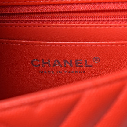 Chanel Caviar Chevron Quilted Mini Rectangular Flap Red 6 of 10