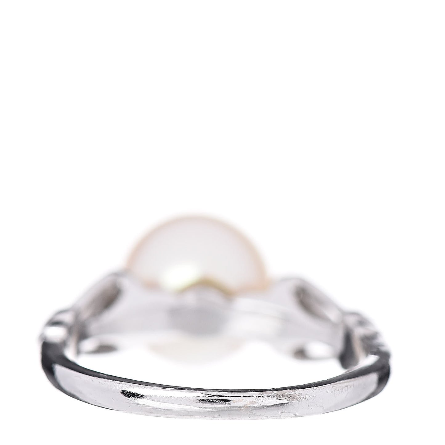 14K White Gold Diamond Akoya Pearl 8.5mm Ring 49 4.75