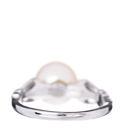 Mikimoto 14K White Gold Diamond Akoya Pearl 8.5mm Ring 49 4.75 4 of 5