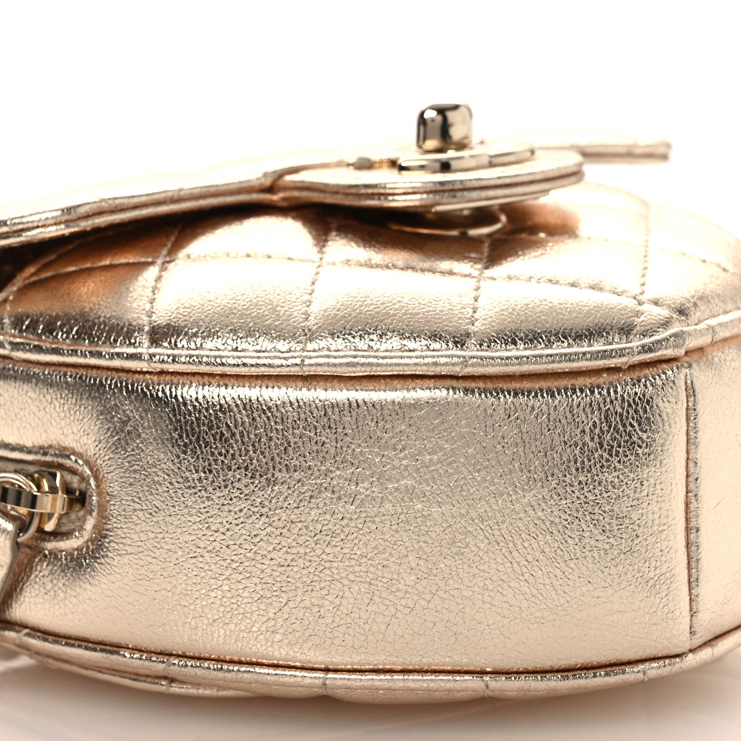 Chanel Metallic Lambskin Quilted CC In Love Heart Clutch With Chain Gold 9 of 12
