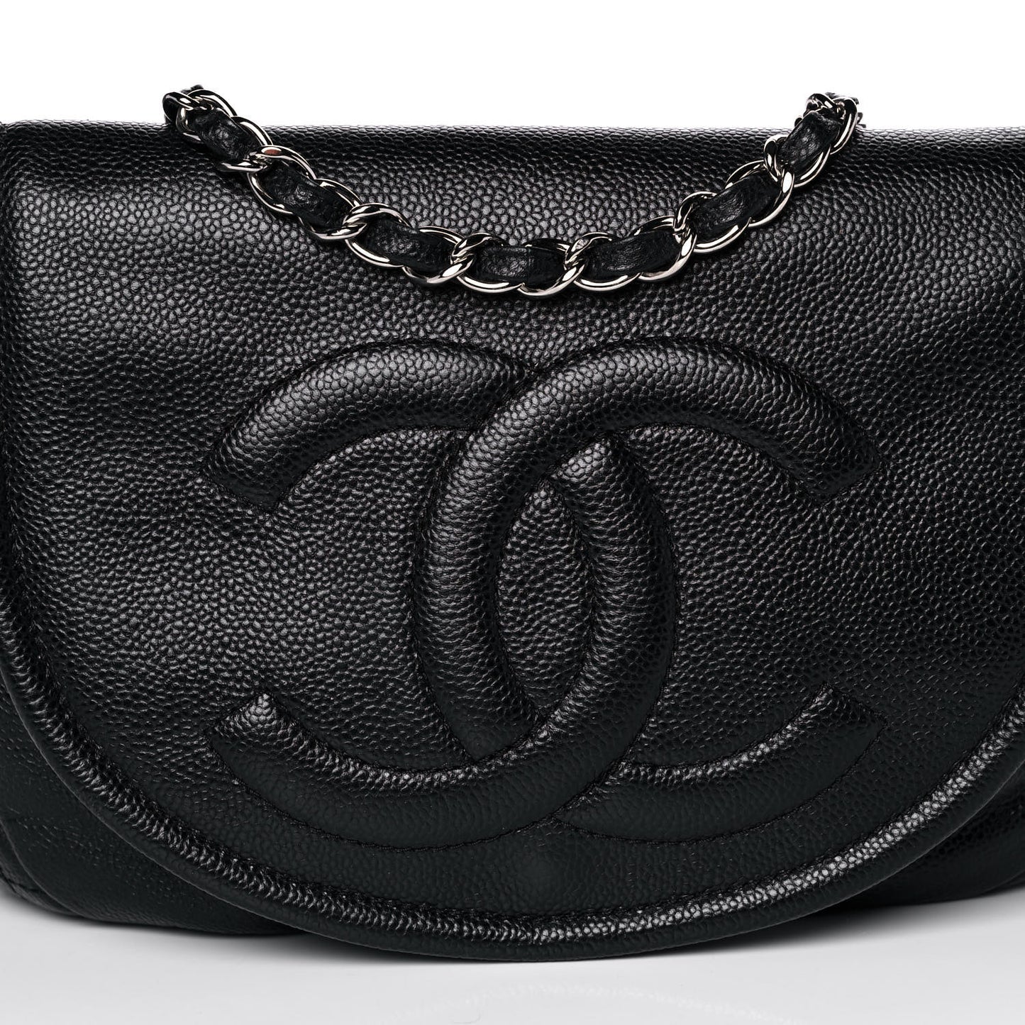 Caviar Half Moon Large Flap Black