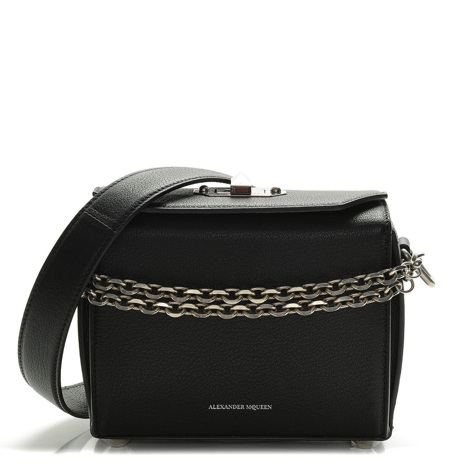 Alexander McQueen Silky Amish Grain Calfskin Box Shoulder Bag 19 Black 1 of 6