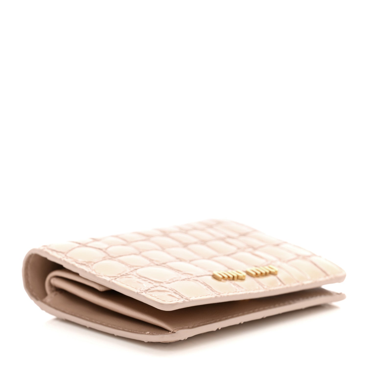 Miu Miu Patent Crocodile Embossed Wallet Bi-Fold Compact Wallet Ninfea 4 of 8