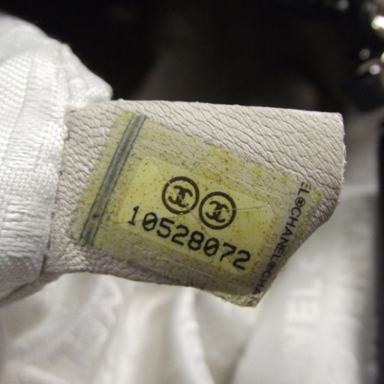 Leather Contrast Stitch Drawstring Tote Navy