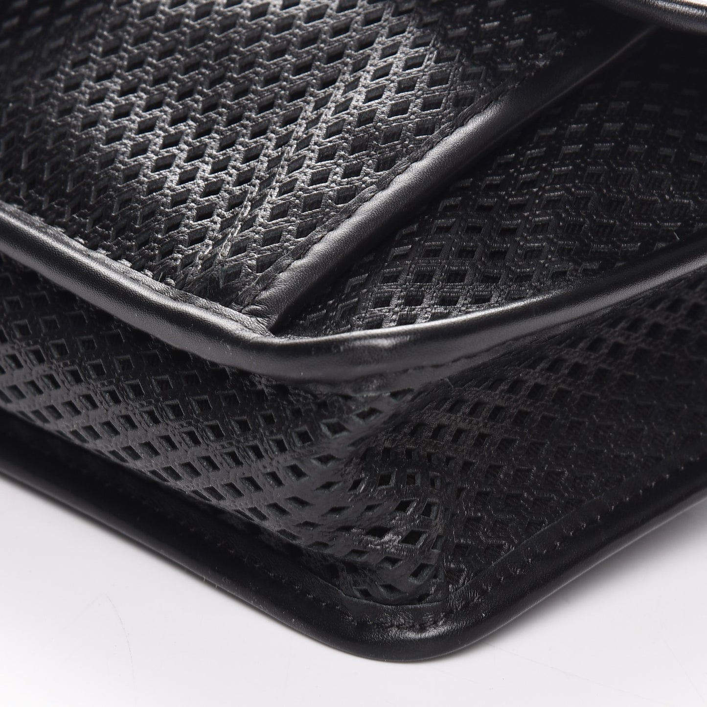Perforated Calfskin Large Up In The Air Flap Black