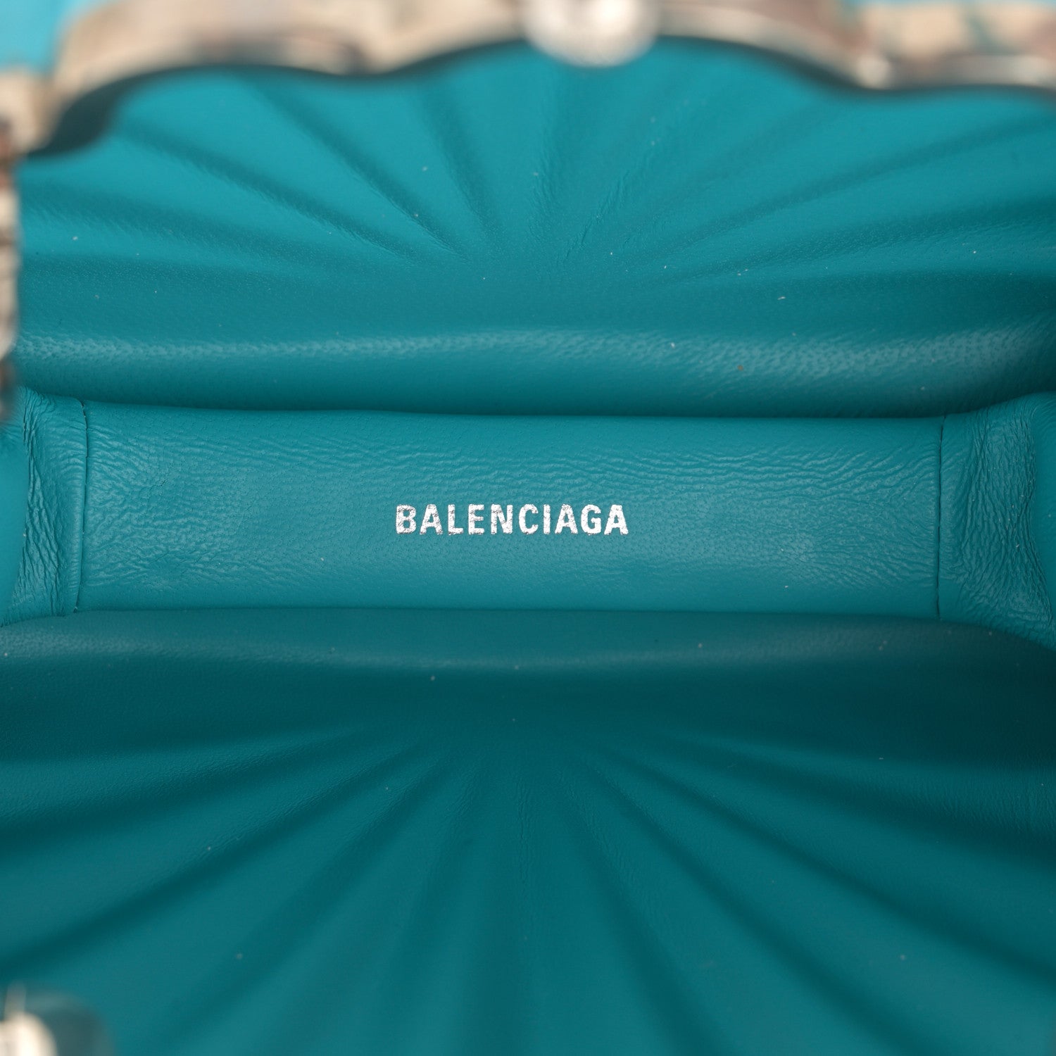 Balenciaga Satin Pearl Shell Clutch Bag Turquoise 5 of 12