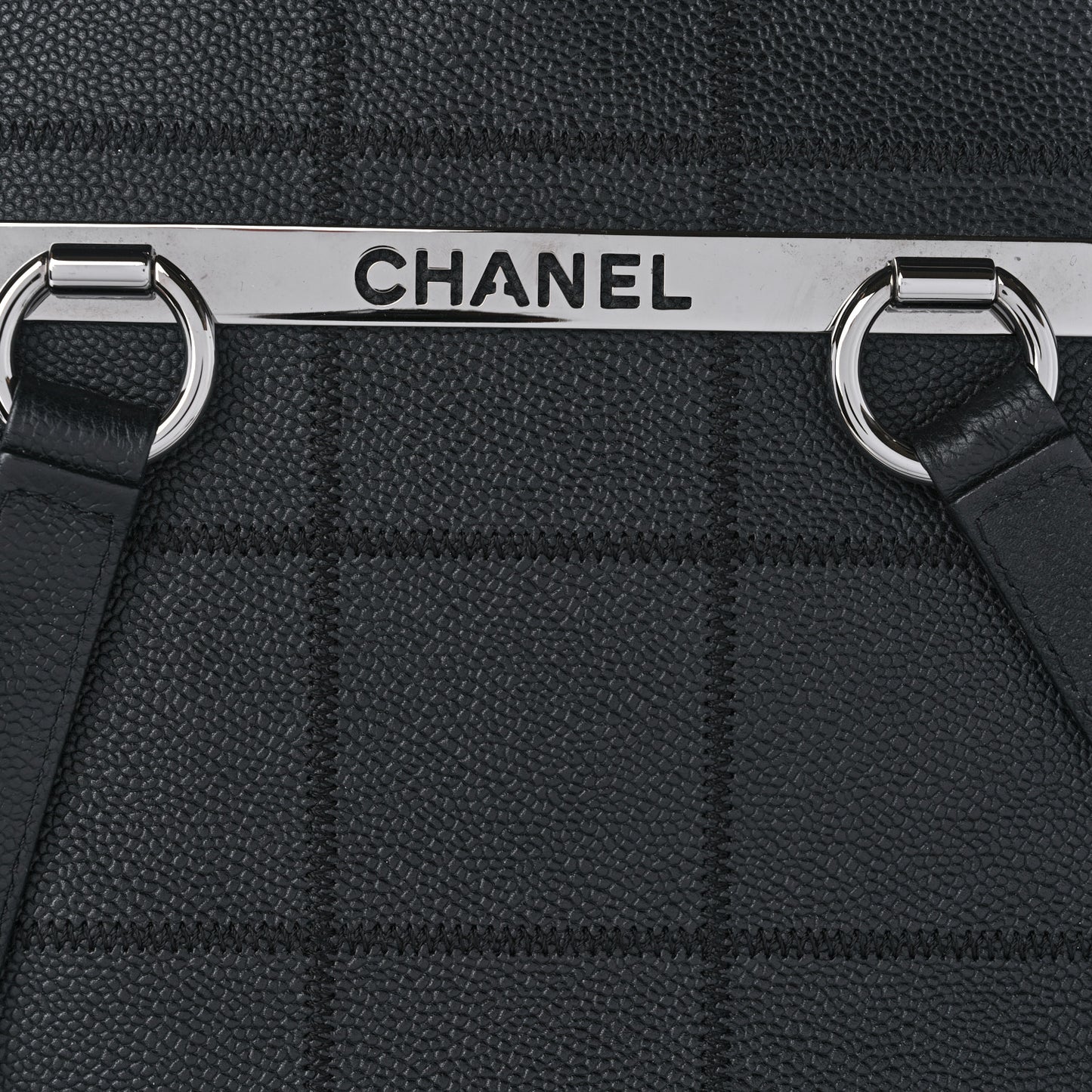 Caviar Square Stitched Large Tote Black