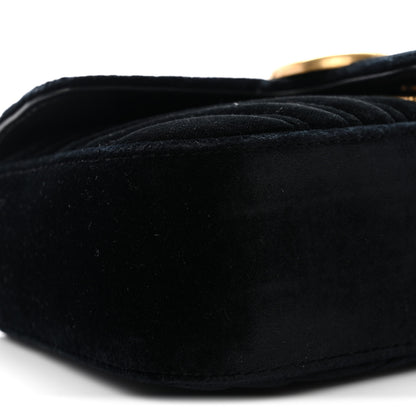 Gucci Velvet Matelasse Mini GG Marmont Shoulder Bag Black 9 of 10