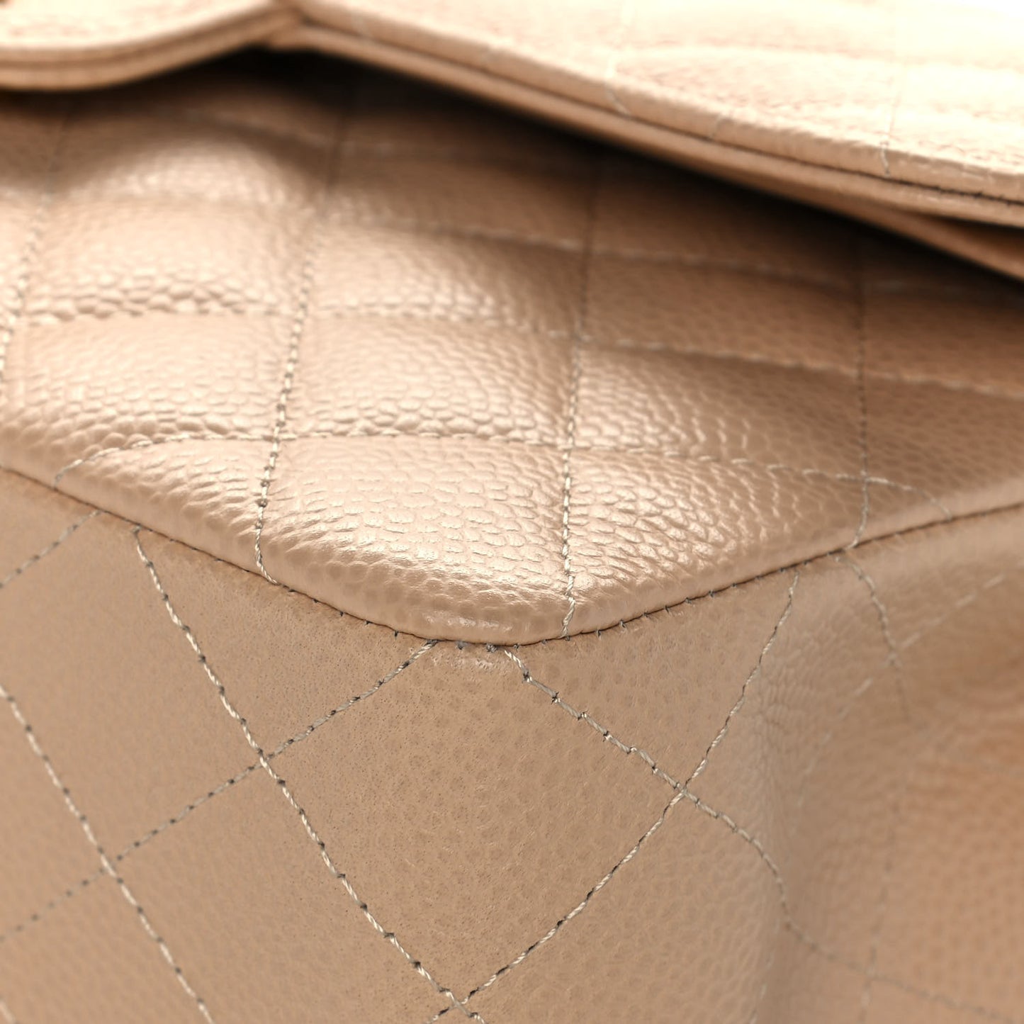Caviar Quilted Small Double Flap Beige