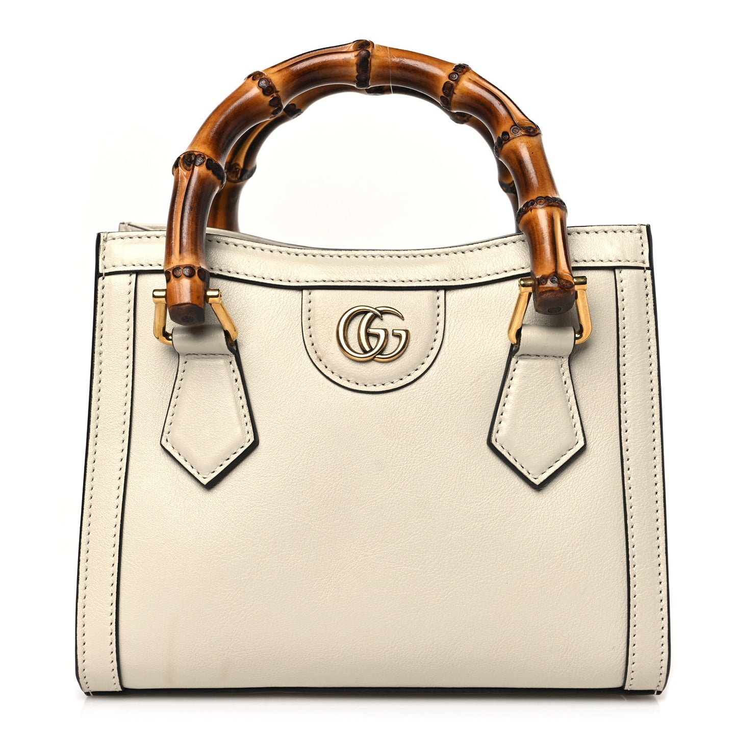 Wonka Grain Calfskin Mini Diana Tote Bag Mystic White