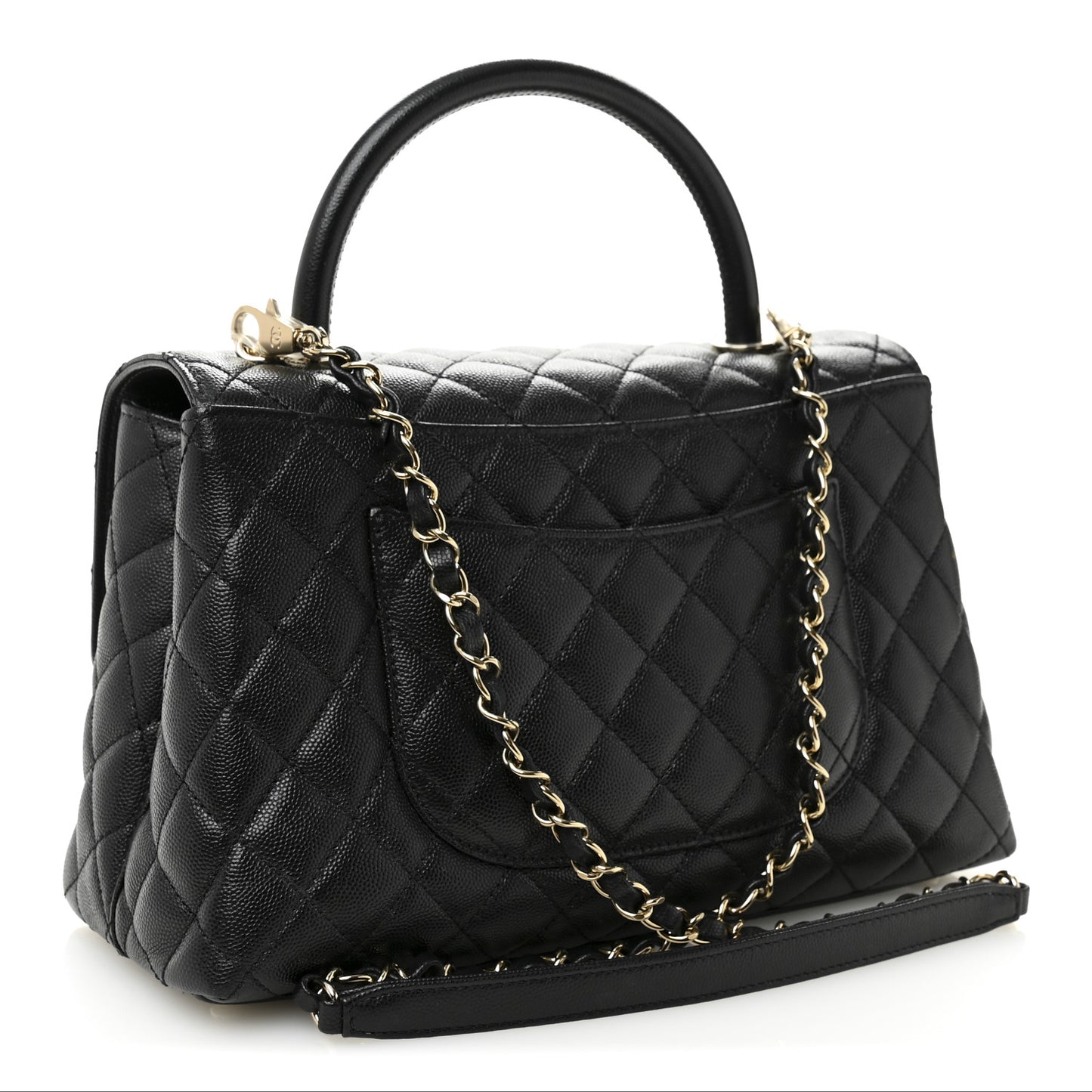 Caviar Quilted Small Coco Handle Flap Black
