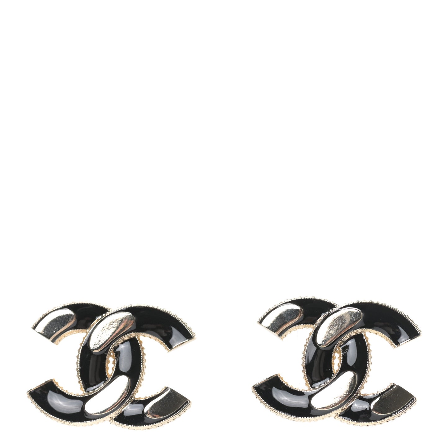 Enamel CC Earrings Black Gold
