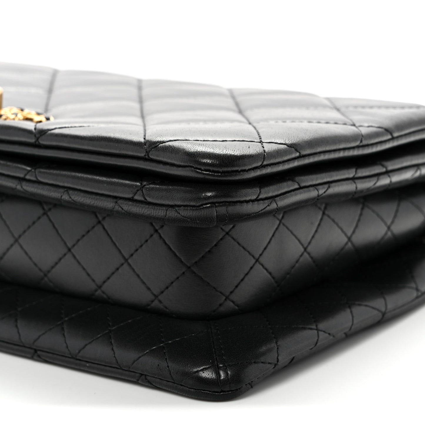 Lambskin Quilted On And On Medium Chain Flap Black
