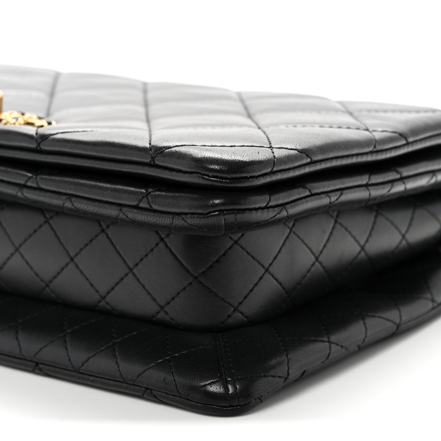Chanel Lambskin Quilted On And On Medium Chain Flap Black 10 of 11