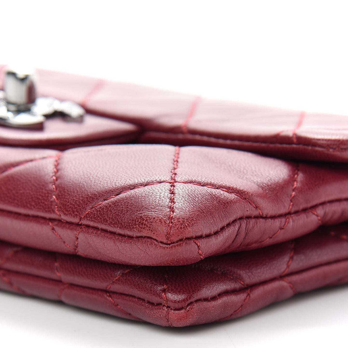 Lambskin Quilted Mini Mineral Nights Flap Crossbody Bag Dark Red