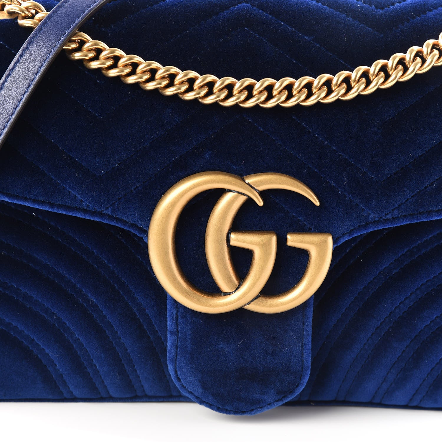 Gucci Velvet Matelasse Medium GG Marmont Shoulder Bag Cobalt Blue 8 of 8
