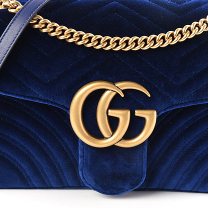 Gucci Velvet Matelasse Medium GG Marmont Shoulder Bag Cobalt Blue 8 of 8