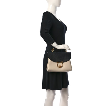 Salvatore Ferragamo Calfskin Margot Top Handle Satchel Beige Black 2 of 9