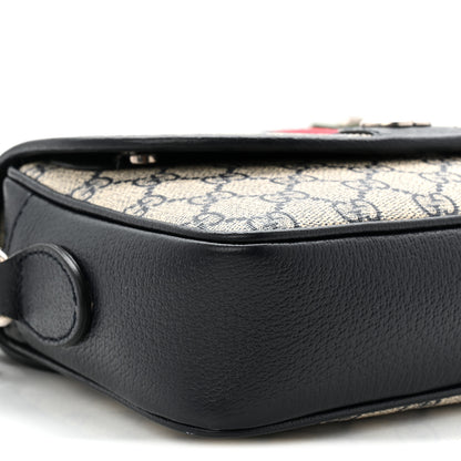 Gucci GG Supreme Monogram Textured Dollar Calfskin Web Studded Mini Ophidia Flap Shoulder Bag Beige Blue 9 of 12