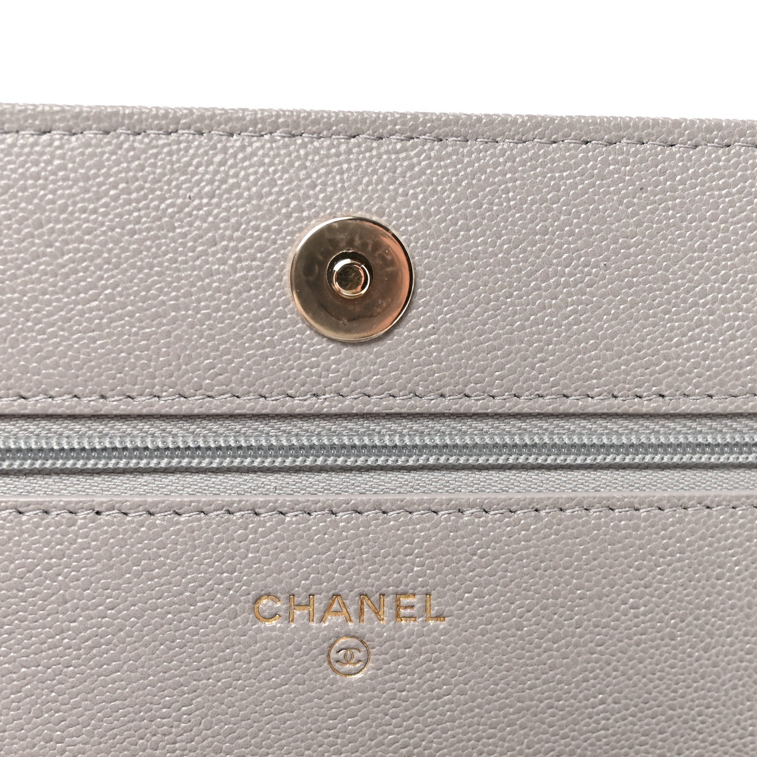Chanel Caviar Quilted Studded CC Wallet On Chain WOC Grey 6 of 12