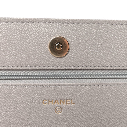 Chanel Caviar Quilted Studded CC Wallet On Chain WOC Grey 6 of 12