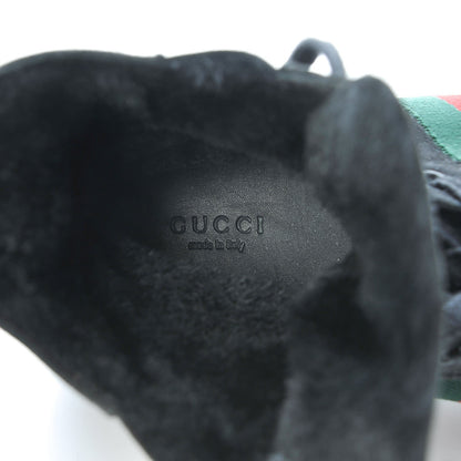 Gucci Suede Fur Web High Top Sneakers 41 Black 6 of 6