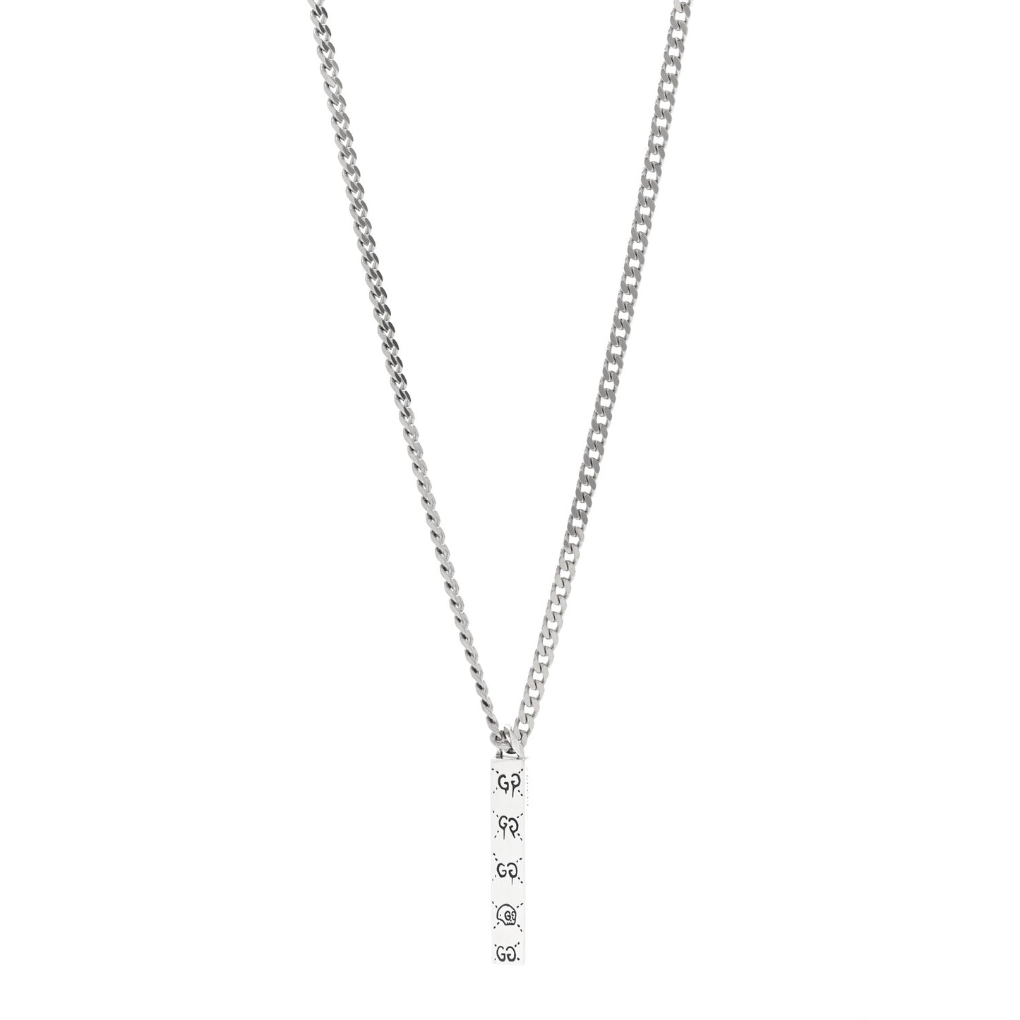 Sterling Silver Gucci Ghost Bar Pendant Necklace
