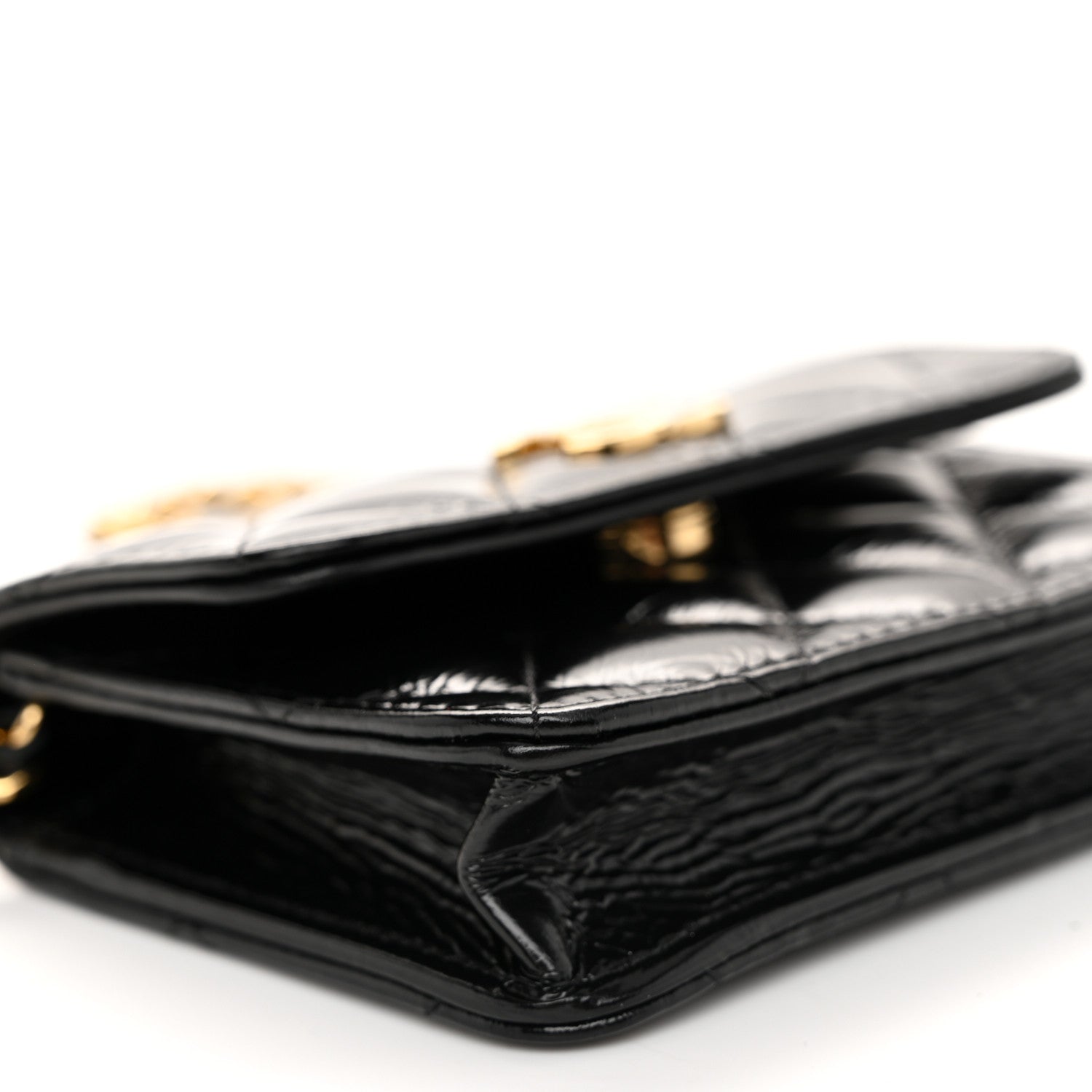 Chanel Shiny Lambskin Quilted Clutch With Chain Black 10 of 12