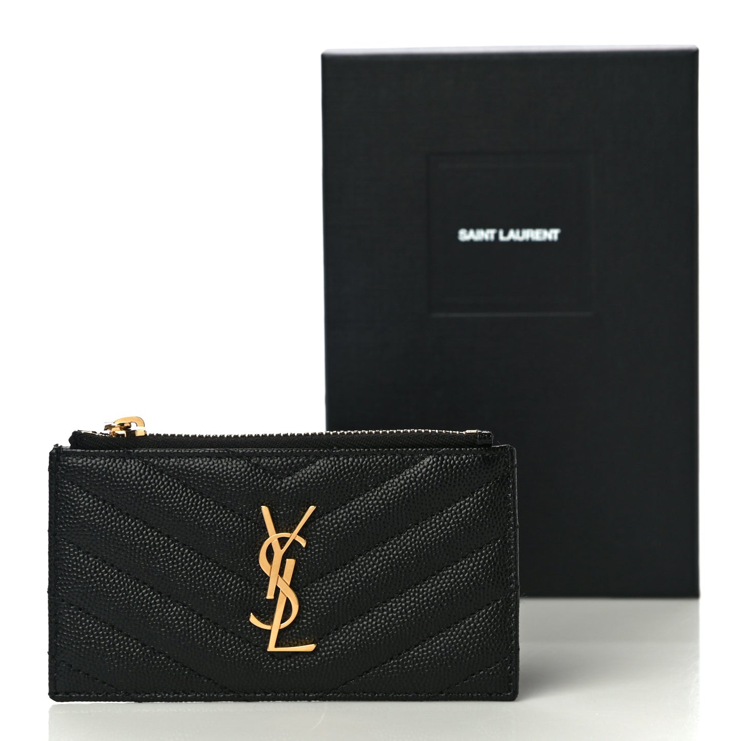 Grain De Poudre Matelasse Chevron Cassandre Fragments Zippered Card Case Black