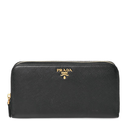 Prada Saffiano Metal Zip Around Wallet Black 1 of 7