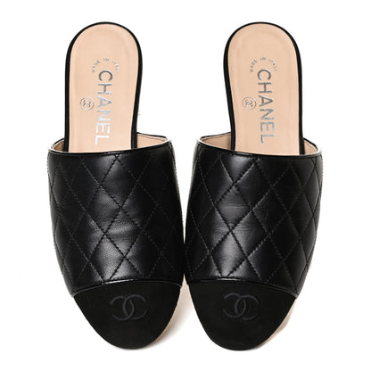 Chanel Kid Suede Quilted Mules 36 Black 5 of 15