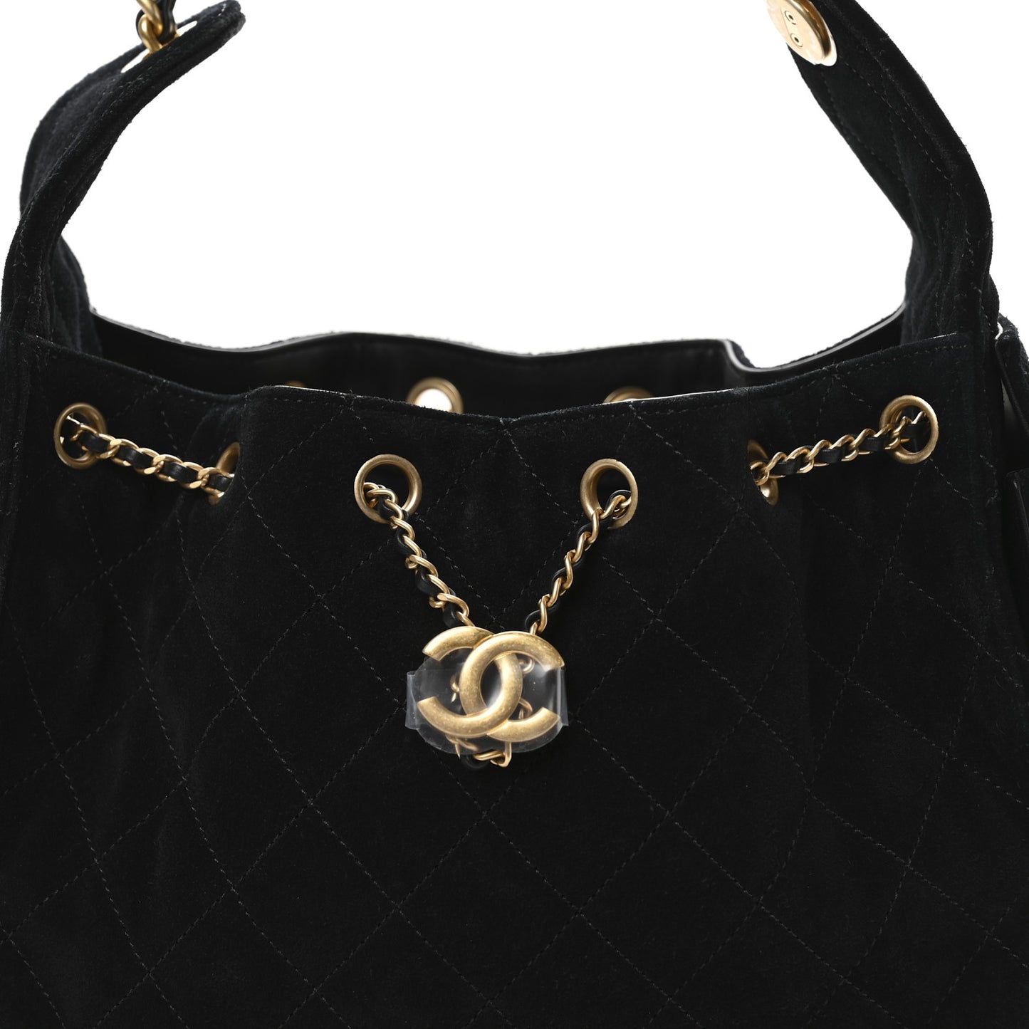 Suede Quilted Small Chanel 25 Handbag Black