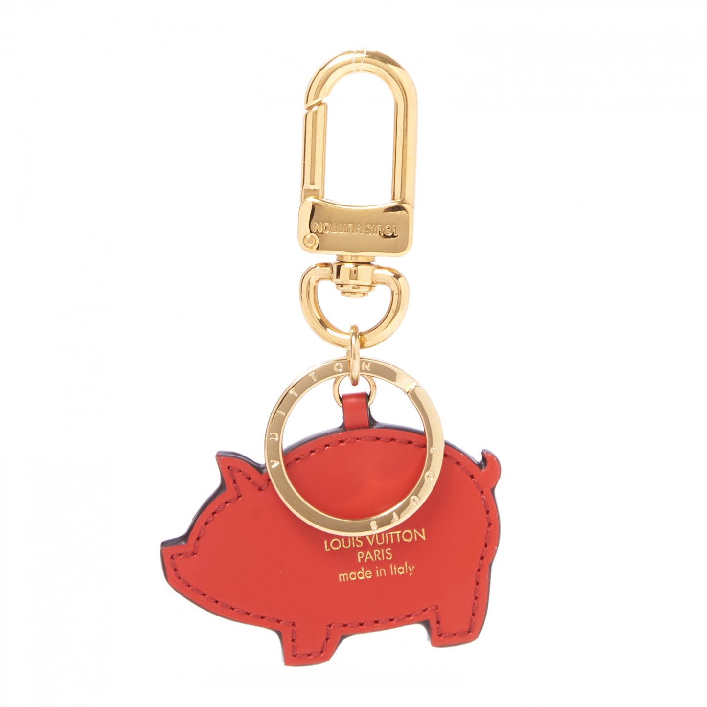 Calfskin Superstition Pig Bag Charm Key Holder Rose