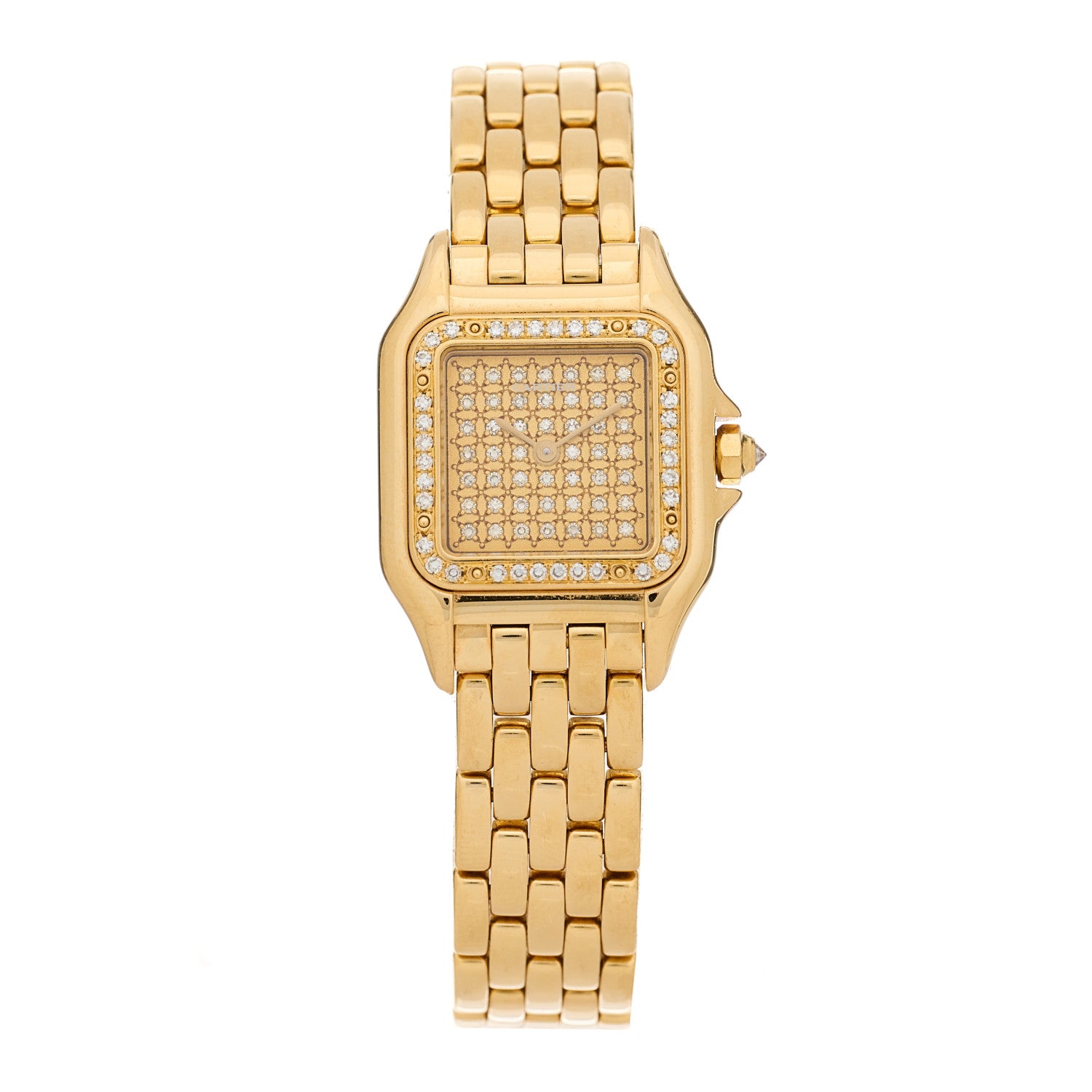 Cartier 18K Yellow Gold Diamond Dial 22mm Panthere Quartz Watch 1 of 4