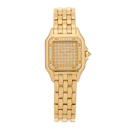 Cartier 18K Yellow Gold Diamond Dial 22mm Panthere Quartz Watch 1 of 4