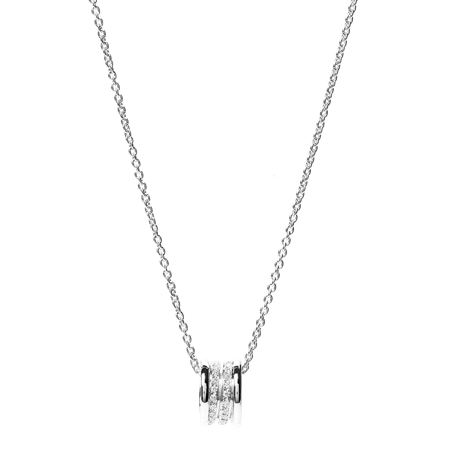 18K White Gold Diamond B.Zero1 Pave Pendant Necklace