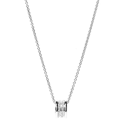 Bulgari 18K White Gold Diamond B.Zero1 Pave Pendant Necklace 1 of 4