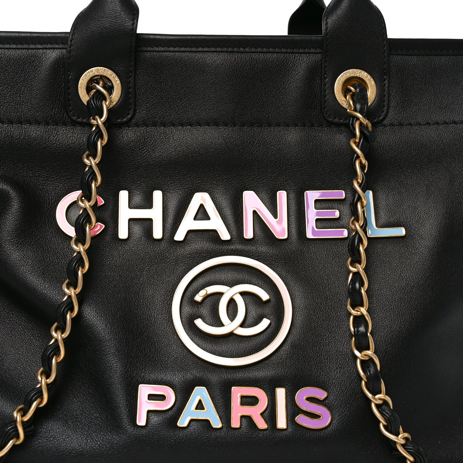 Chanel Calfskin Medium Deauville Tote Black Multicolor 8 of 10