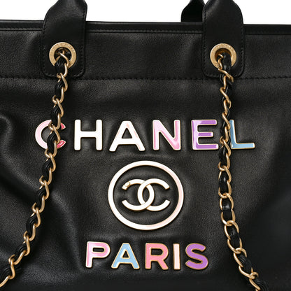 Chanel Calfskin Medium Deauville Tote Black Multicolor 8 of 10