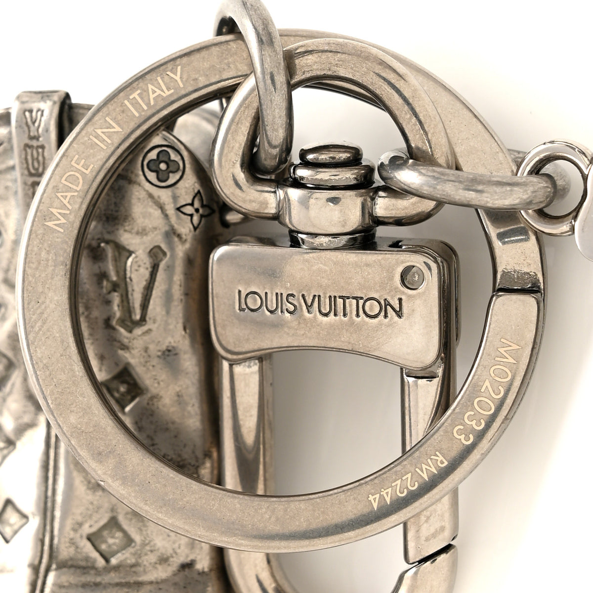 Louis Vuitton Metal Cowboy Boot Bag Charm Key Holder Silver 3 of 3