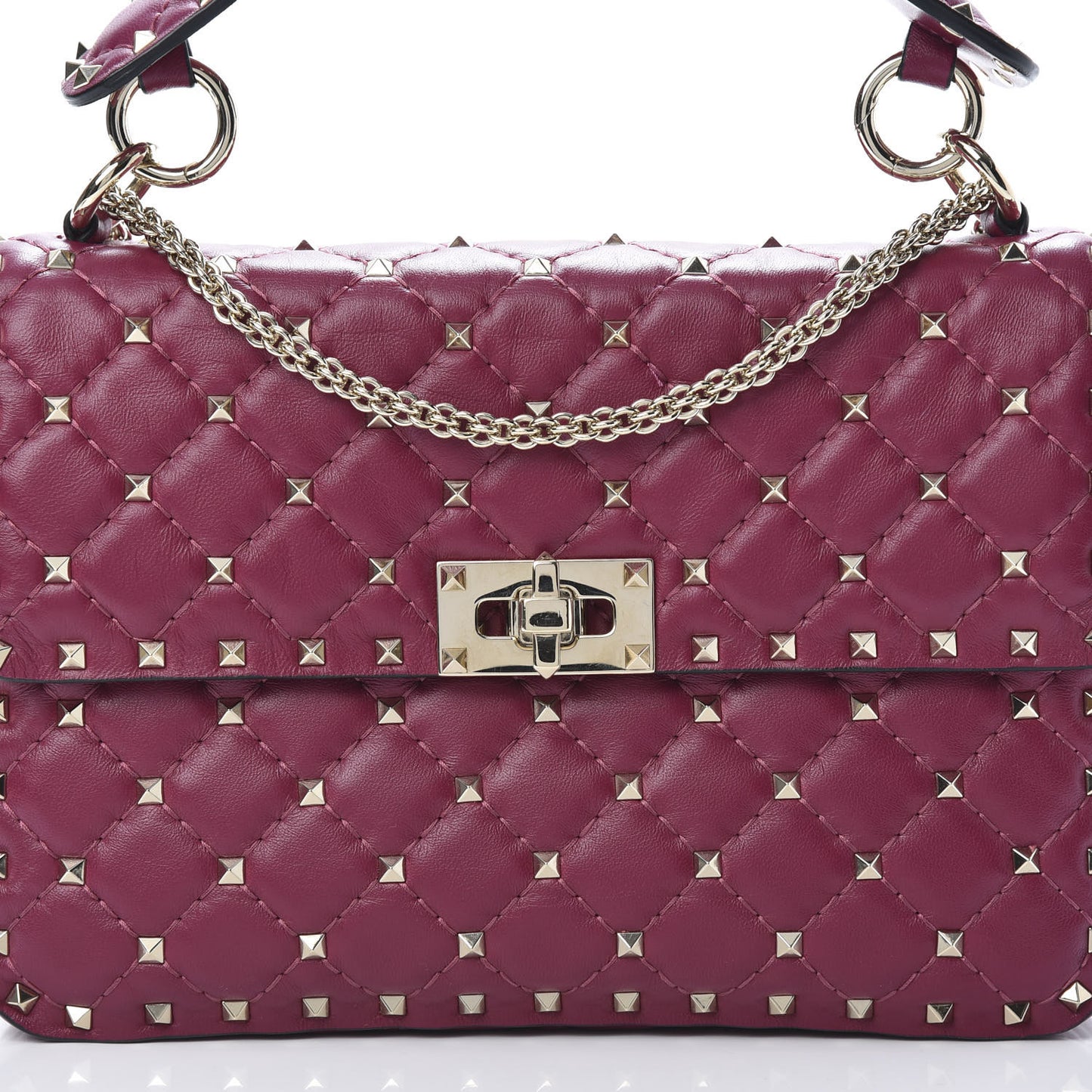 Nappa Medium Rockstud Spike Shoulder Bag Camelia